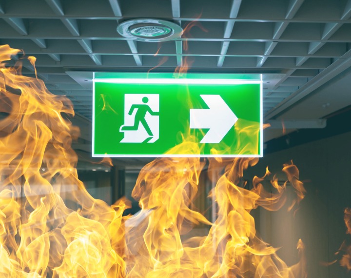 Evacuation sign in fire