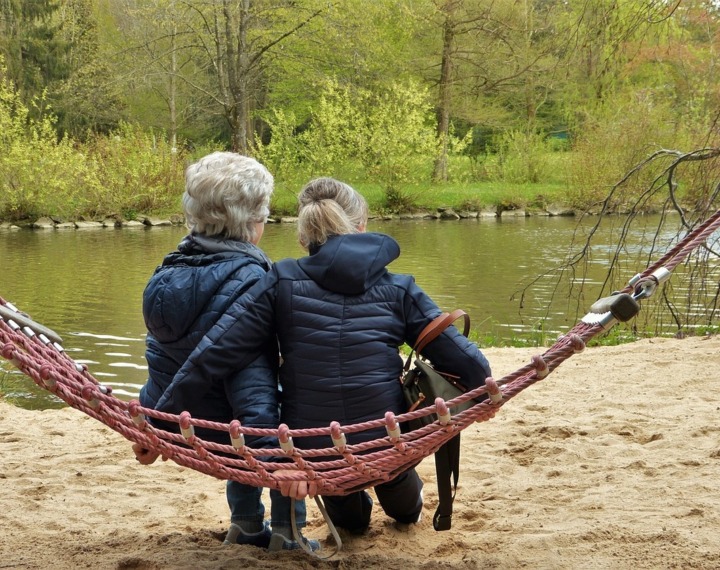 Happy companions outdoors