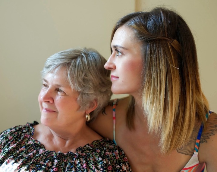 Care home resident and daughter