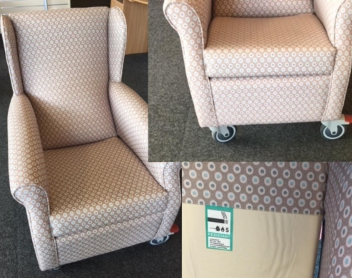 Specialist care armchair on castors