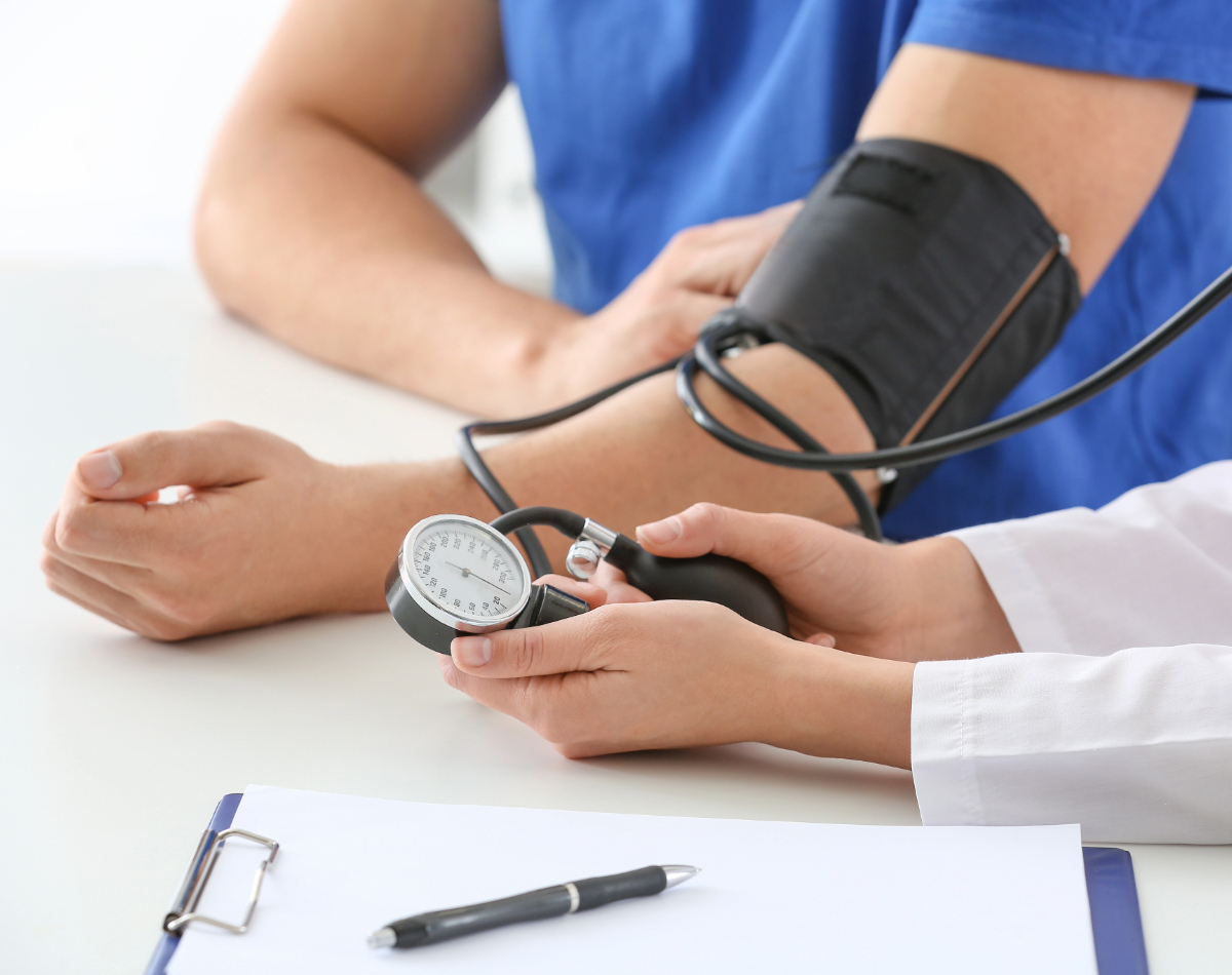 Aneroid blood pressure in use