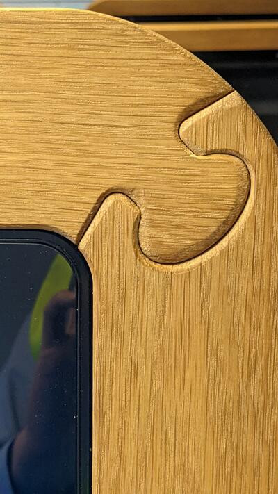 vWooden frame of interactive table