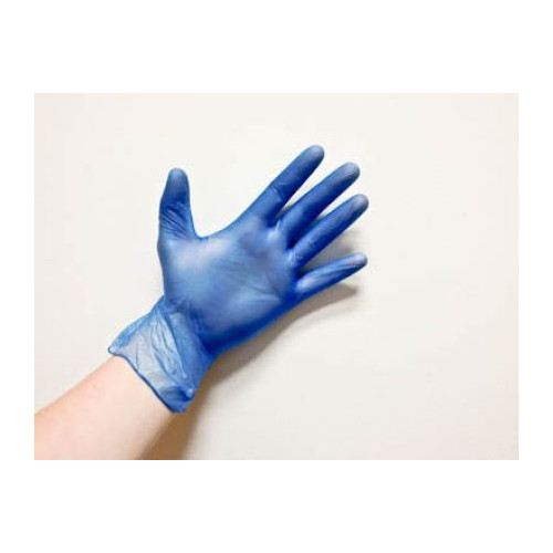 Blue Vinyl Powdered Gloves - Large