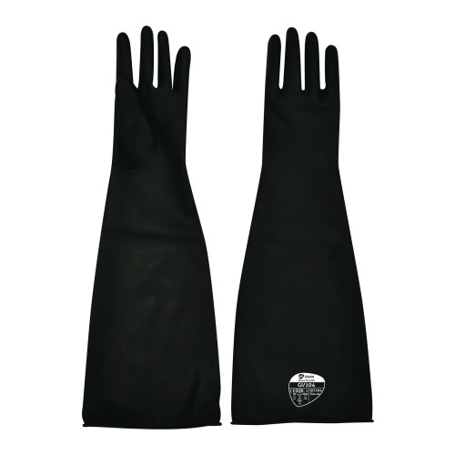 Extra Long Large Rubber Gauntlet Gloves in Black