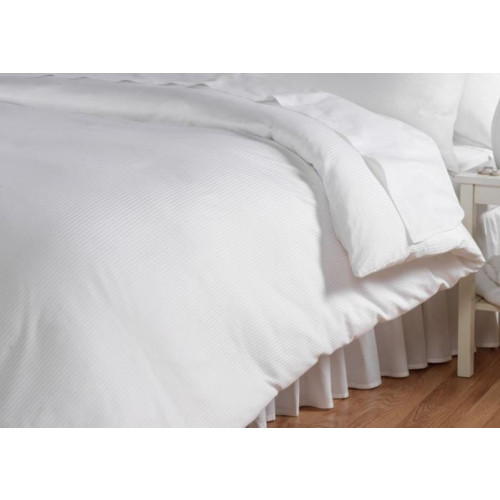 Satin Stripe PolyCotton Duvet Cover, Single - White