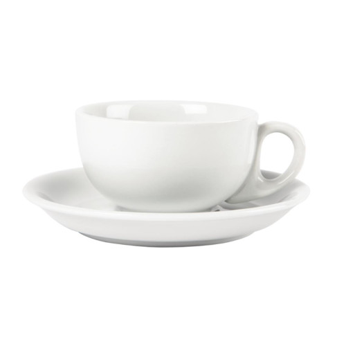 Olympia Whiteware Cappuccino Cups & Saucers