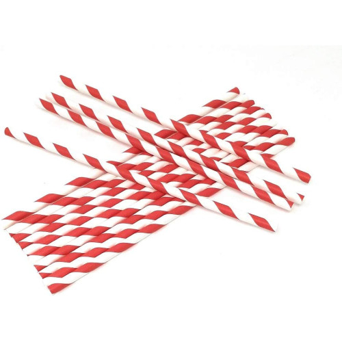 Biodegradable Paper Straws - Red/White Stripe