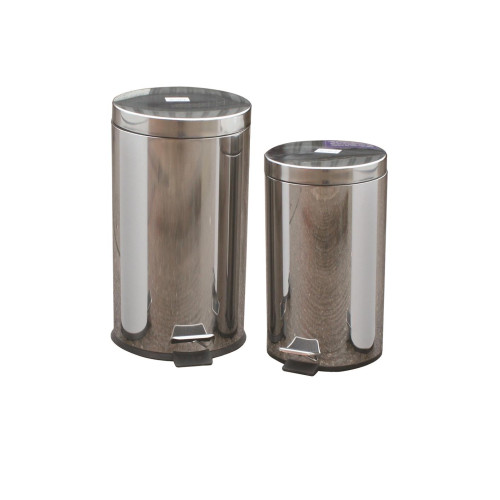 Round Steel Pedal Bin - Mirror Finish 5L
