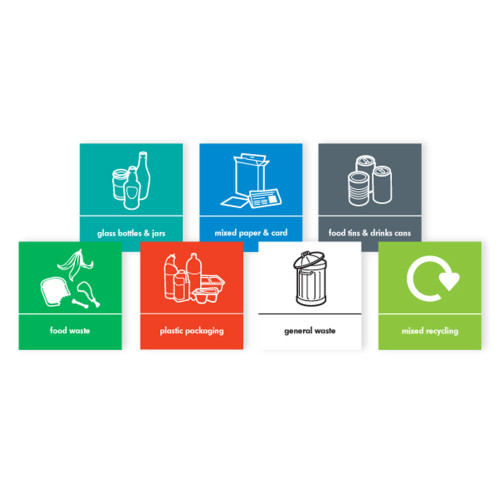 Small Recycling Bin Sticker - Mixed Paper & Card (Blue)