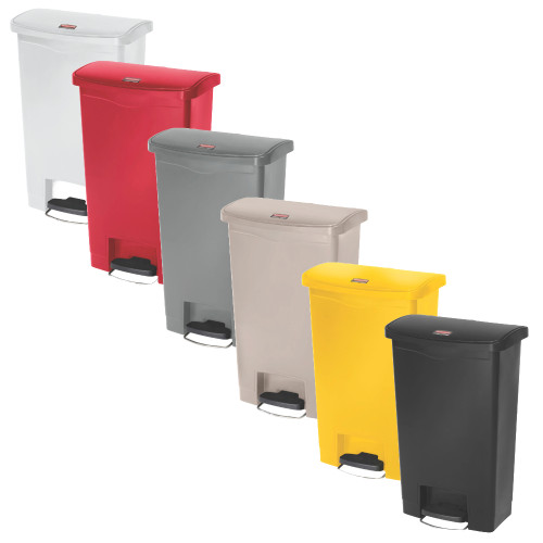 Rubbermaid Slim Jim Front Step Pedal Bin, 50L White