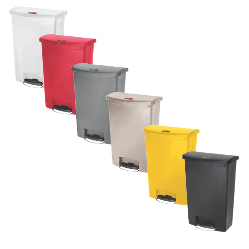 Rubbermaid Slim Jim Front Step Pedal Bin 90L, White