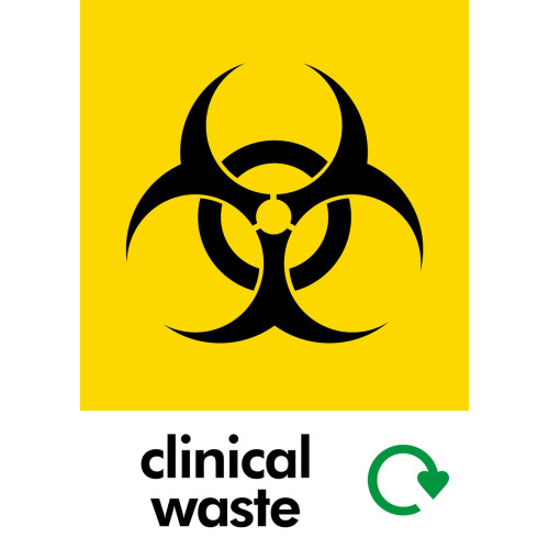 Large A4 Recycling Bin Sticker - Clinical Waste (Yellow)