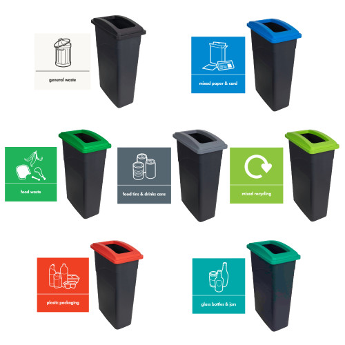 90L Wall Hugger Recycling Bins with Lid & Sticker