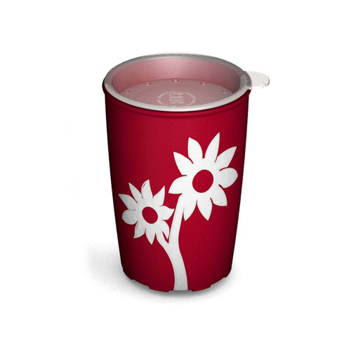 Non-Slip Cup with White Flower Print, 250ml - Red