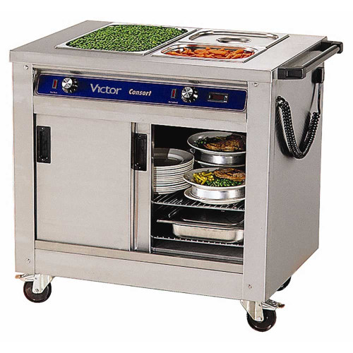 Victor Mobile Hot Cupboard with Bain Marie Top, 980mm 2 Pan