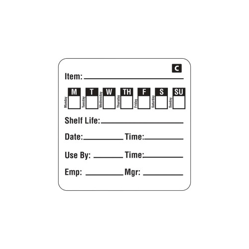 Freezable Day of the Week Labels - Pack (500)