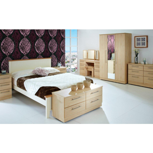 SHERWOOD Maple 2 Drawer Bedside Cabinet with Top Drawer Lock