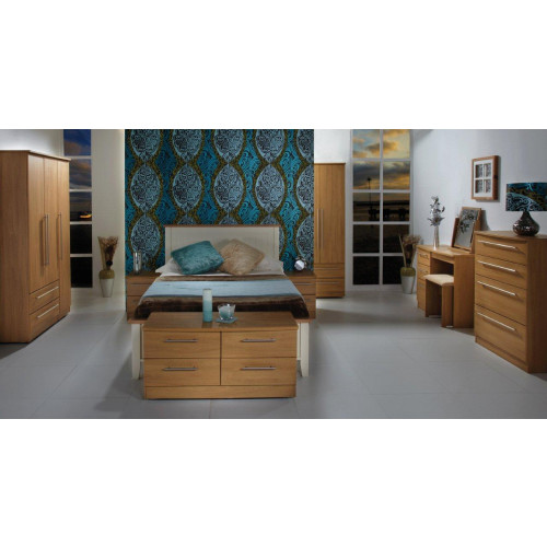 SHERWOOD Modern Oak 2 Drawer Bedside Cabinet with Top Drawer Lock