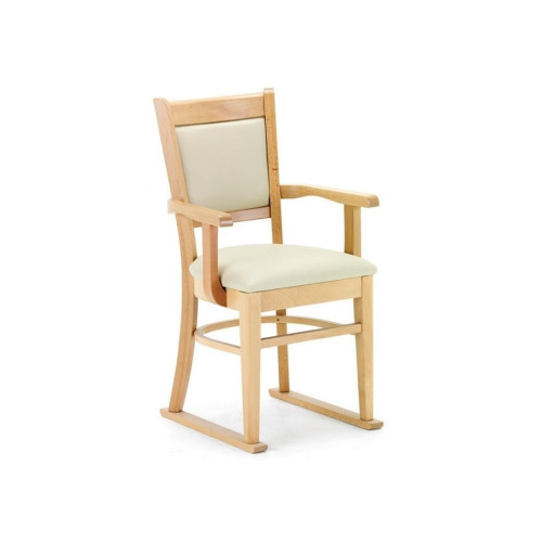 Kennick Carver Dining Chair - Cream Vinyl Fabric