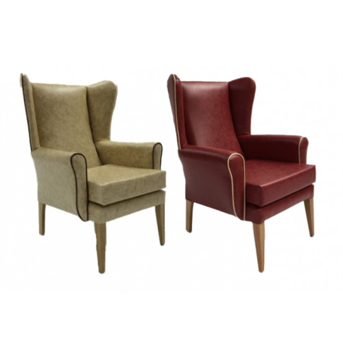 Quantum High Back Wing Chairs - Yarwood Faux Biscuit Fabric