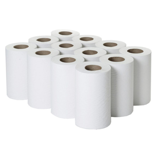 Mini 2 Ply White Centrefeed Rolls - Pack (12 Rolls)