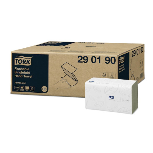 Tork Advanced Flushable Hand Towels White 2 Ply - Case (15x250)