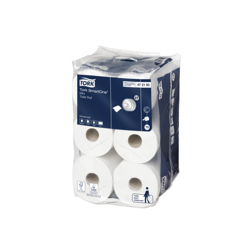 Tork SmartOne 472193 White Mini Toilet Roll Tissue