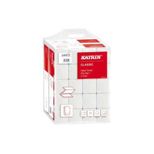 Katrin Classic White 1 Ply Zig Zag Paper Hand Towels - Box 6000