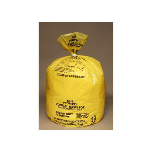 Clinical Waste 'NHS Property' Sacks On A Roll - Yellow