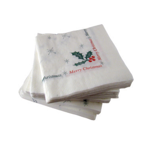 Christmas Paper Napkins 2 Ply White