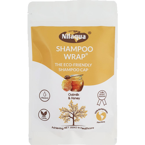 Nilaqua Shampoo Wrap, No Rinse Shampoo Cap - Oatmilk & Honey