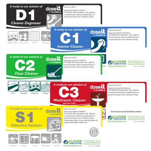Labels For doseit 'A ready to use solution of' by Clover Range