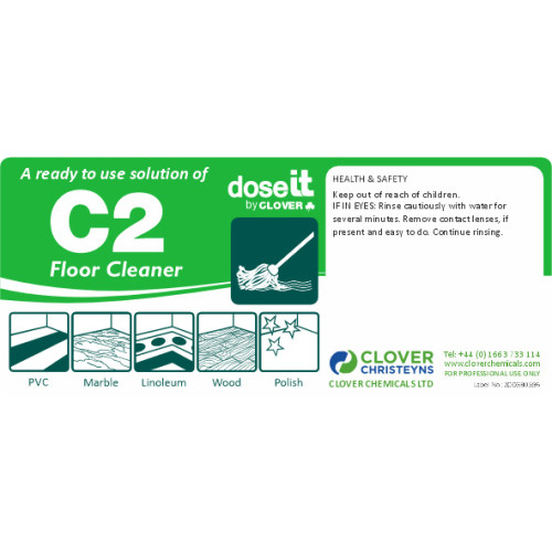 Labels For doseit 'A ready to use solution of' by Clover Range - C2 Floor Cleaner