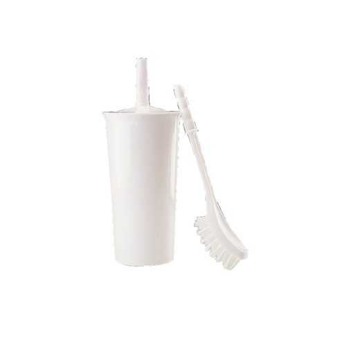 White Fully Enclosed Toilet Brush & Holder Set