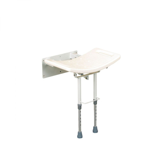 Wall Mounted Shower Seat with Drop Down Leg - Steel