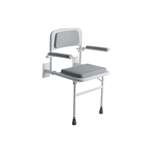 Wall Mounted Shower Seat with Padded Back, Arms & Seat