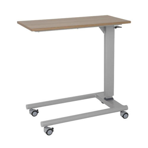 Alerta Gas Lift Overbed Table on Castors, Straight Leg Base - Oak