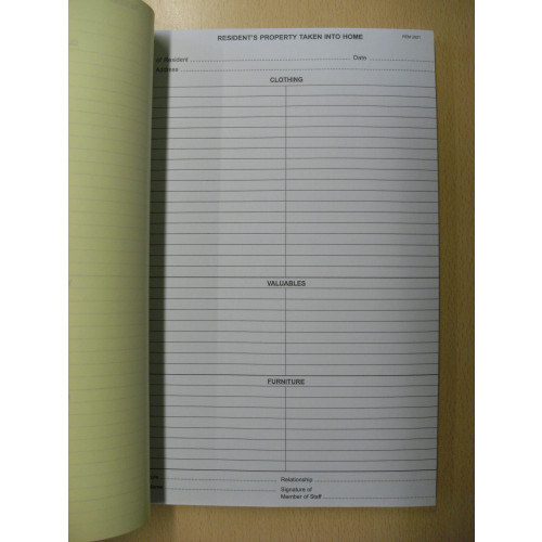 A4 Patients Residents Property Log Book Clh Healthcare