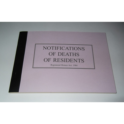 A5 Notification of Deaths of Residents Book
