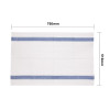 White Herringbone Tea Towels with Blue Stripe Band