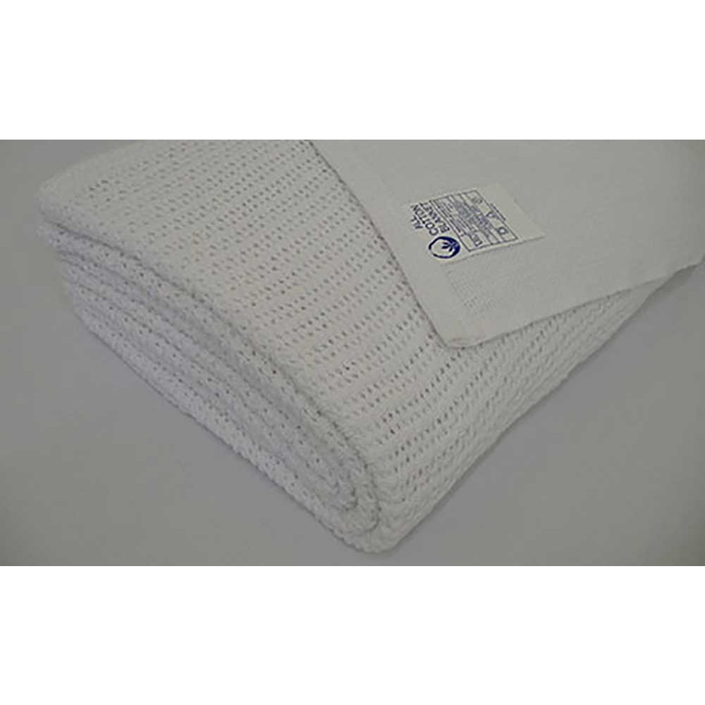 100 Cotton Cellular Blanket in White CLH Healthcare