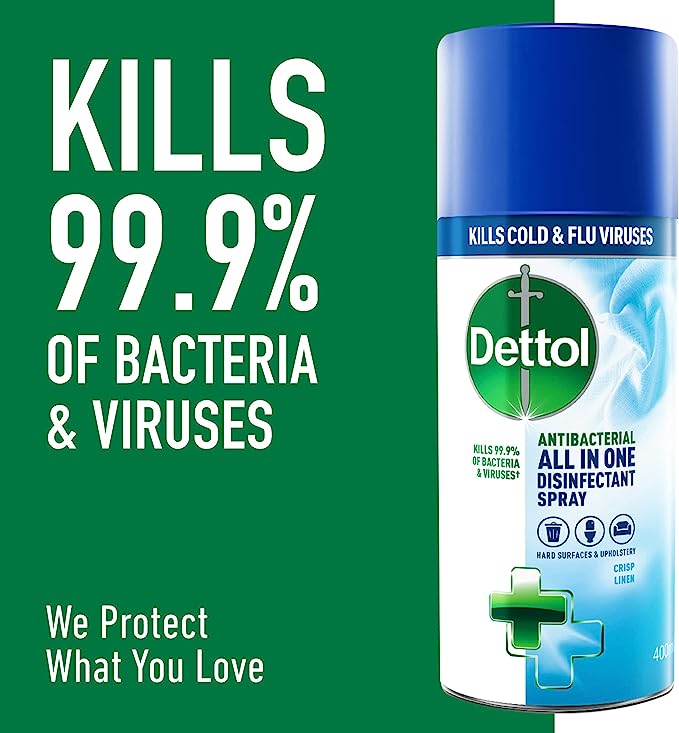 Dettol Antibacterial All In One Disinfectant Spray Can Crisp Linen Clh Healthcare 8510