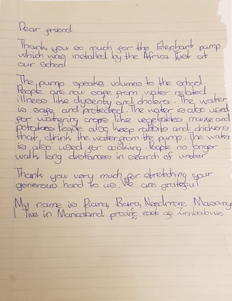 Thank You Letter From Zimbabwe Thank You Letter From Zimbabwe