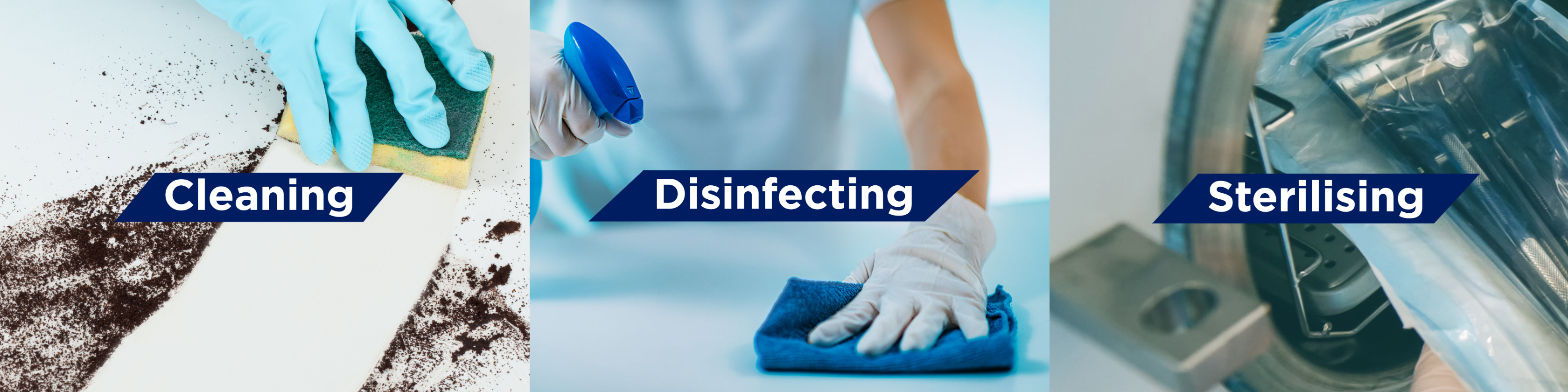 Cleaning, disinfecting, sterilising
